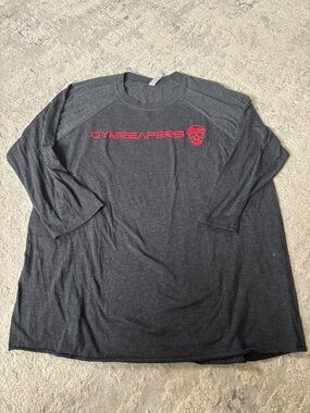 GYMREAPERS Men's Charcoal Heather Crew Neck Shirt with Red Logo